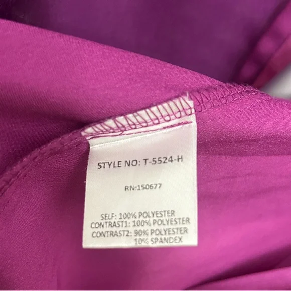 Strut & Bolt Magenta Satin Wrap Bodysuit | Size L | Long Sleeve V-Neck - Picture 7 of 7